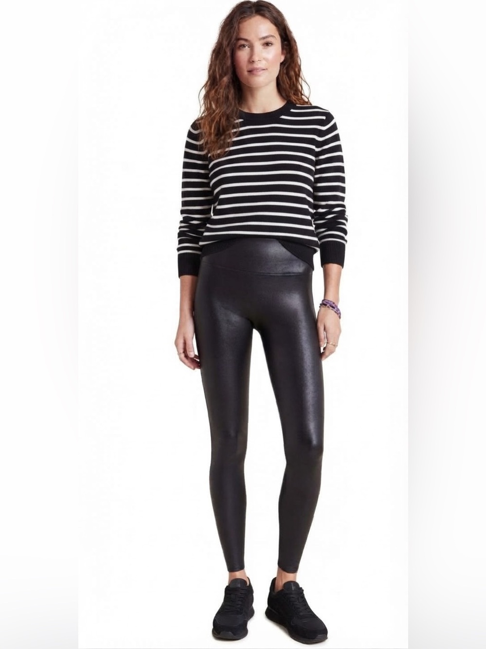 Spanx Faux High-Waist Faux Leather Fleece Lined Leggings